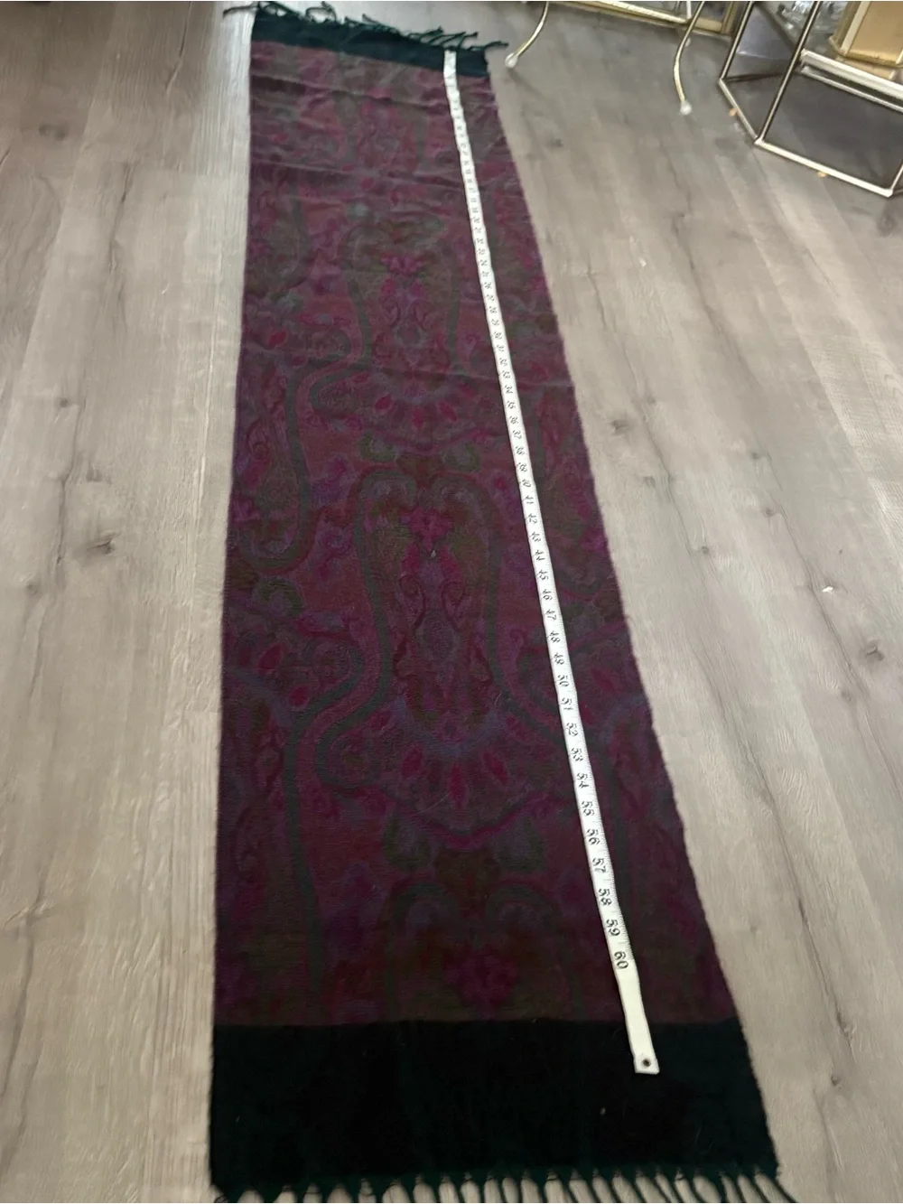 Dior Paisley Fringe Scarf in Plum, Teal & Deep Green
